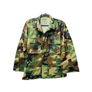 BDU Military Shirt SM Short Camo Combat USAF Patches Insignia Hunting Camping